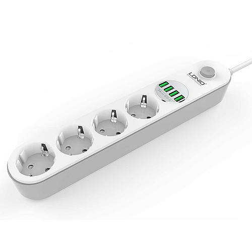 Удлинитель сетевой Ldnio SE4432 4USB 4 розетки 2 м белый