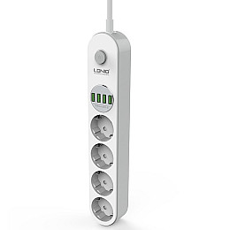 Удлинитель сетевой Ldnio SE4432 4USB 4 розетки 2 м белый