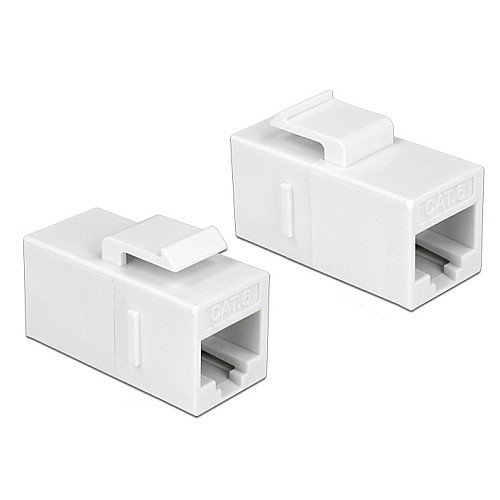 Перехідник мережевий Lucom RJ45 UTP6 F/F Keystone 1:1 Gold білий (62.09.8130)