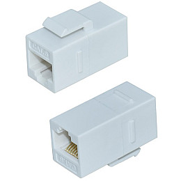 Перехідник мережевий Lucom RJ45 UTP6 F/F Keystone 1:1 Gold білий (62.09.8130)
