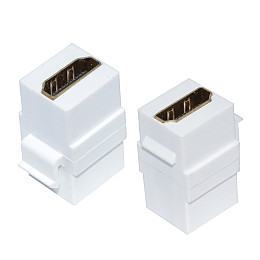 Перехідник моніторний Lucom HDMI F/F (Keystone) адаптер прямий білий (62.09.8133)