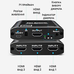 HDMI перемикач на 3 канали Addap HVS-10 4K / 60Hz