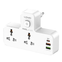 Сетевой разветвитель фильтр LDNIO SC2311 2 розетки 2 USB 3A Type C
