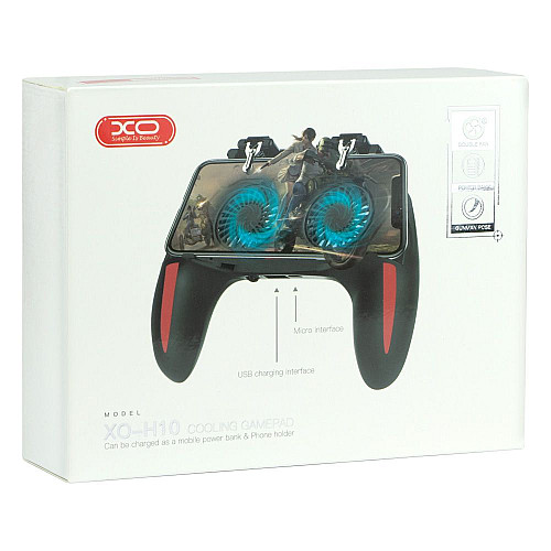 Беспроводной геймпад триггер с вентилятором XO H10 Dual Fan Charging на 2500 mAh Черный