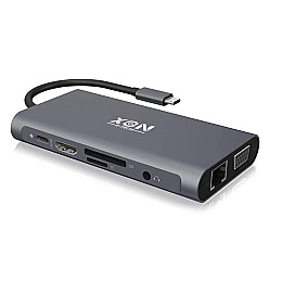 USB-хаб XON SmartHub 10 в 1 Ethernet VGA HDMI 3.5 Audio SD/TF Type-C 3xUSB3.0 Серый (UHCHP104300G 5252)