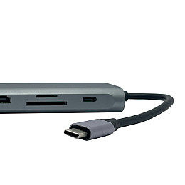 USB-хаб XON SmartHub 12 в 1 Ethernet VGA HDMI 3.5 Audio SD/TF 2xType-C 4xUSB3.0 Сірий (UHCHP126300G 6198)