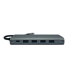 USB-хаб XON SmartHub 12 в 1 Ethernet VGA HDMI 3.5 Audio SD/TF 2xType-C 4xUSB3.0 Сірий (UHCHP126300G 6198)