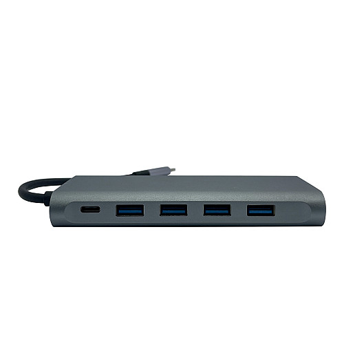 USB-хаб XON SmartHub 12 в 1 Ethernet VGA HDMI 3.5 Audio SD/TF 2xType-C 4xUSB3.0 Серый (UHCHP126300G 6198)