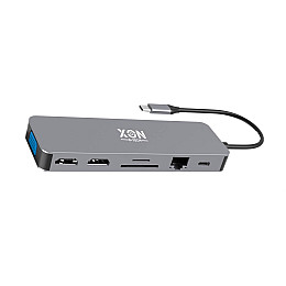 USB-хаб XON SmartHub 13 в 1 Ethernet VGA 2xHDMI 3.5 Audio SD/TF 2xType-C 2xUSB3.0 2xUSB2.0 Серый (XUCHP134322G 5290)