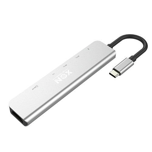 USB-хаб XON SmartHub 7 в 1 HDMI SD/TF 2xType-C 2xUSB3.0 Серый (UHCHP074300G 5177)