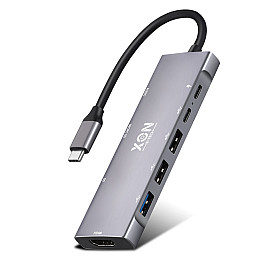 USB-хаб XON SmartHub 9 в 1 HDMI 3.5 Audio SD/TF 2xType-C 3xUSB3.0 Серый (UHCHP095300G 5245)