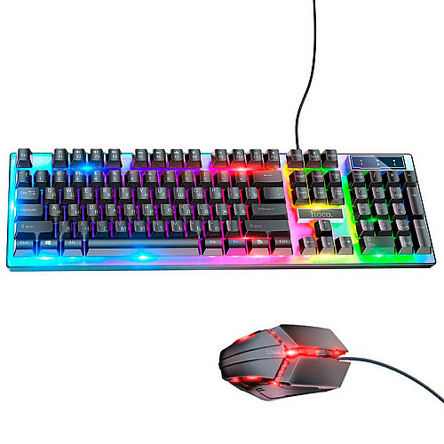 Комплект клавіатура і миша з підсвіткою Combo HOCO Luminous gaming GM18 Black