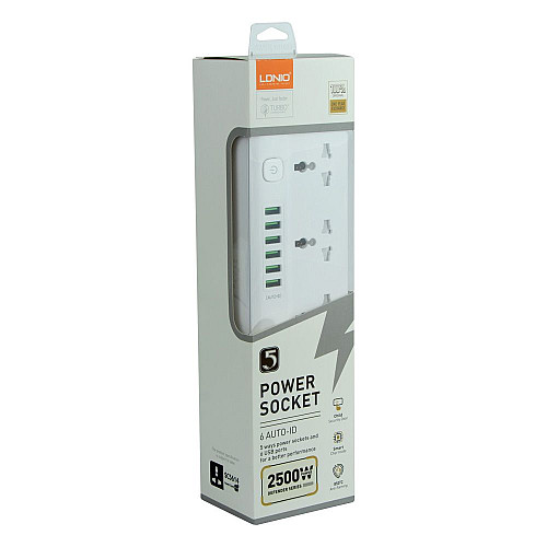 Удлинитель сетевой LDNIO SC5614 5 розеток и 6 USB 5V 3.4A 17W 2 m White