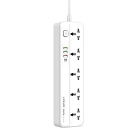 Удлинювач мережевий LDNIO SC5415 5 PD 20Вт/QC 3.0 2 м 5 розеток 3 USB / Type-C Auto-ID Білий