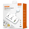 Удлинитель мережевий LDNIO SC2413 Auto-ID 2USB/ 2 Type-C 2.4А QC3.0 / PD20 Вт Білий