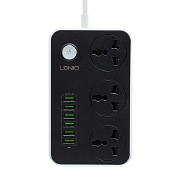 Удлинювач мережевий LDNIO SC3604 на 3 розетки 6USB 3.4A 2 м Чорний