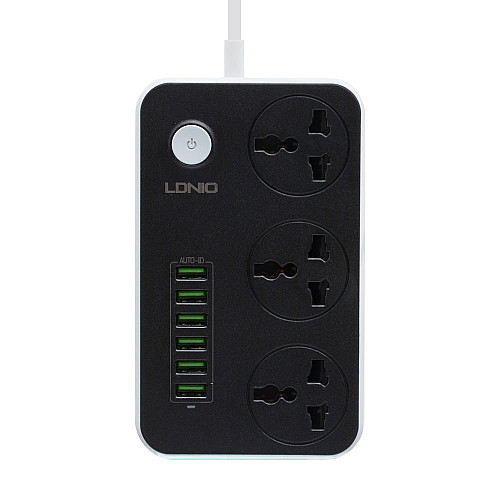Удлинювач мережевий LDNIO SC3604 на 3 розетки 6USB 3.4A 2 м Чорний