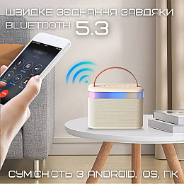 Бездротова Дитяча Міні Караоке Система KTV К13 Bluetooth Колонка з LED Підсвіткою Молочна (736)