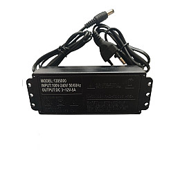 Блок живлення універсальний регульований 3-12В 5А 5.5x2.5 мм з перехідниками 9шт Чорний (3-12В5А) Foxsur