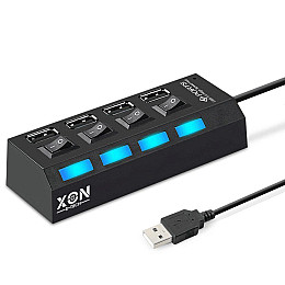 USB-хаб XON SmartHub Switch 4хUSB2.0 Черный (UHASP040042B 5016)