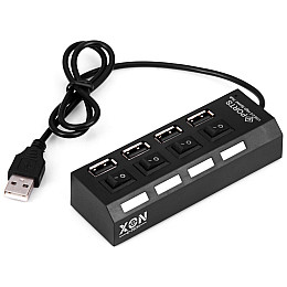 USB-хаб XON SmartHub Switch 4хUSB2.0 Черный (UHASP040042B 5016)