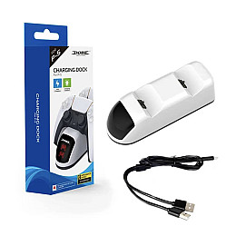 Зарядка для джойстика PS5 Dobe Док Станция для PlayStation 5 PS5 DualSense на 2 геймпада с LED подсветкой Белый