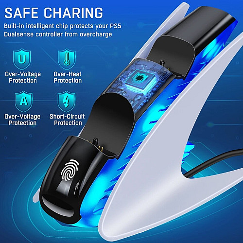 Зарядка для джойстика PS 5 Dobe Док Станция для PlayStation 5 PS 5 DualSense dualsense edge на 2 геймпада Белый