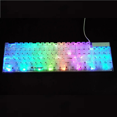 Клавиатура проводная Yelandar AN-T20 с RGB подсветкой USB White (3_04417)