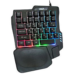Комплект проводной игровая клавиатура для одной руки и мышь UKC 7768 с подсветкой Black