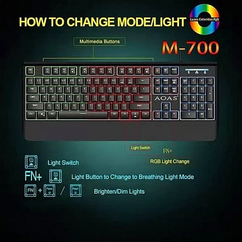 Клавіатура ігрова професійна світлова Ubays AOAS M-700 (2087381051)