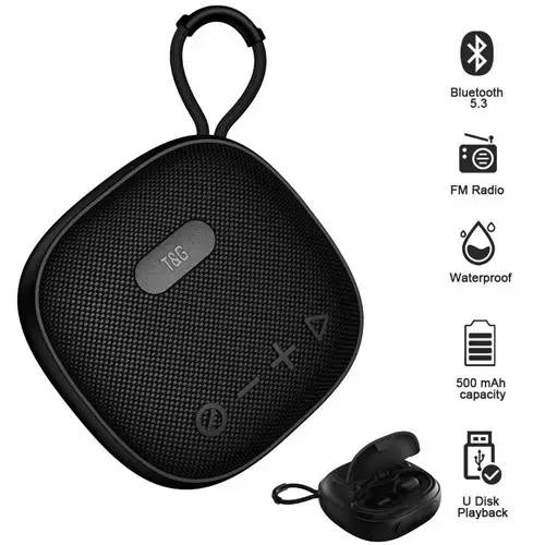 Портативная аккумуляторная Bluetooth колонка и вакуумные беспроводные наушники T&G TG-813 5W Black