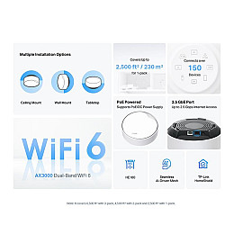 WiFi Mesh система TP-Link Deco X50-PoE 1pack AX3000 1x2.5 GE WAN/LAN 1xGE WAN/LAN