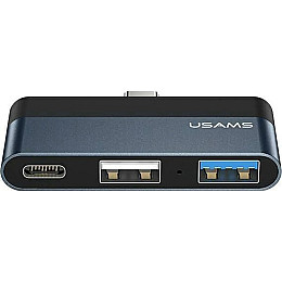 Концентратор USB Type-C Usams US-SJ490 Mini HUB Чорний (SJ490HUB01)