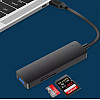 Концентратор TWS Type C 5 IN 1 Multi Splitter Adapter TF SD Black
