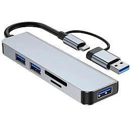 Концентратор TWS 5-in-1 USB Type-C/Type-A to 1хUSB3.0 2xUSB 2.0 SD/MicroSD