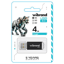 Флеш память Wibrand USB 2.0 Cougar 4Gb Black