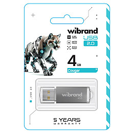 Флеш память Wibrand USB 2.0 Cougar 4Gb Silver