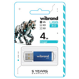 Флеш память Wibrand USB 2.0 Cougar 4Gb Blue