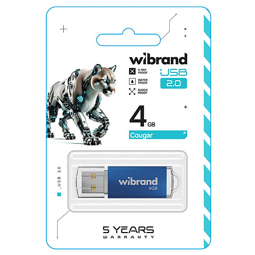 Флеш память Wibrand USB 2.0 Cougar 4Gb Blue