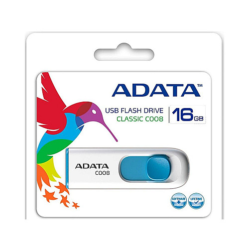 Флеш память ADATA USB 2.0 C008 16Gb White/Blue