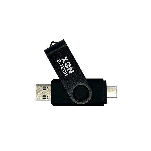 Флеш-накопитель XON FlashDrive DuoConnect 128GB USB 2.0 + USB Type-C Black (FX2DR128PB 7539)