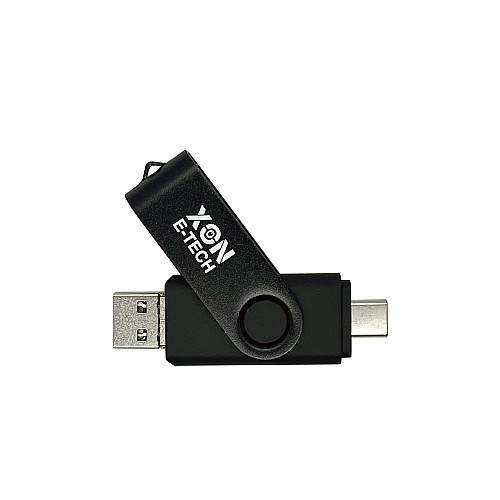 Флеш-накопитель XON FlashDrive MultiConnect 128GB USB 2.0 + USB Type-C + MicroUSB Черный (FX2M128PB 7645)