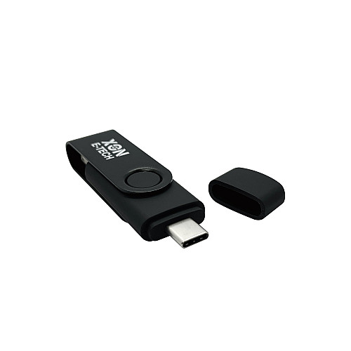 Флеш-накопитель XON FlashDrive MultiConnect 128GB USB 2.0 + USB Type-C + MicroUSB Черный (FX2M128PB 7645)