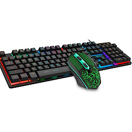 Комплект проводной игровая клавиатура и мышь Imice KM-680 с RGB подсветкой USB Black