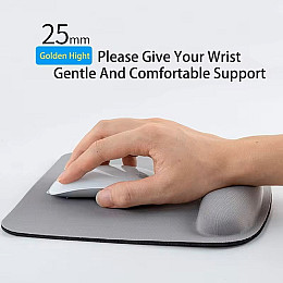 Коврик для миші з подушкою для зап’ястя ергономічний TWS 23 х 21 см Сірий