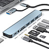 USB хаб 8 в 1 концентратор високошвидкісний Qukam Type-C Сірий