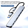 USB хаб 8 в 1 концентратор високошвидкісний Qukam Type-C Сірий