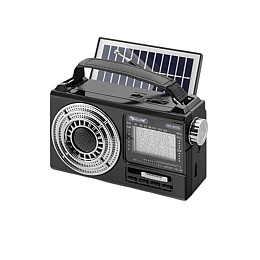 Радиоприемник аккумуляторный с фонариком и солнечной панелью Solar Golon RX-355S Black