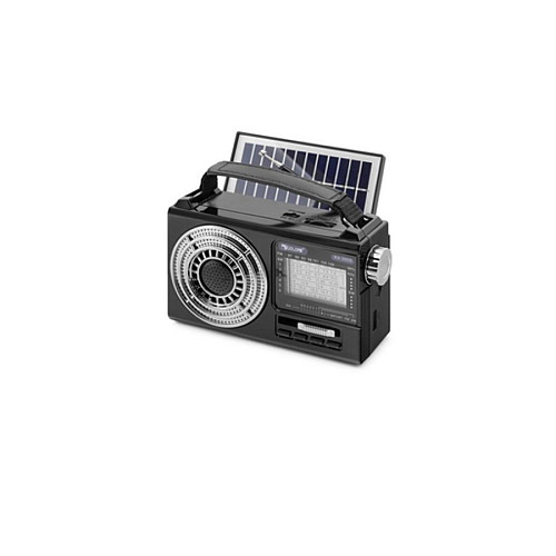 Радиоприемник аккумуляторный с фонариком и солнечной панелью Solar Golon RX-355S Black