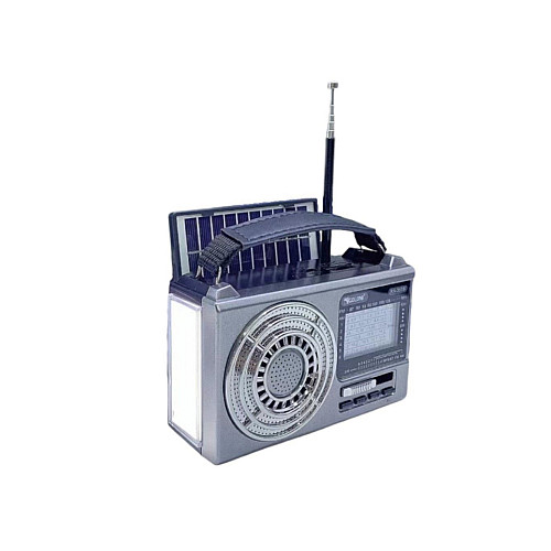 Радиоприемник аккумуляторный с фонариком и солнечной панелью Solar Golon RX-355S Grey